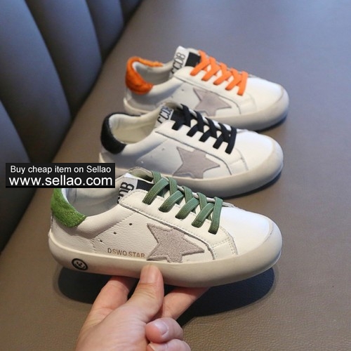 Superstar Kids Genuine Leather Sneakers Boys Girls White Do-old Dirty Shoes Skateboarding Shoes