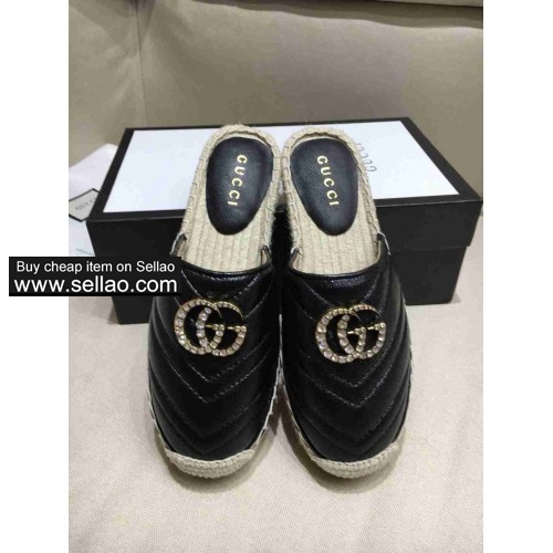 GUCCI new fisherman's shoes, slippers black colors casual shoes, inner sheepskin, four, 35-41