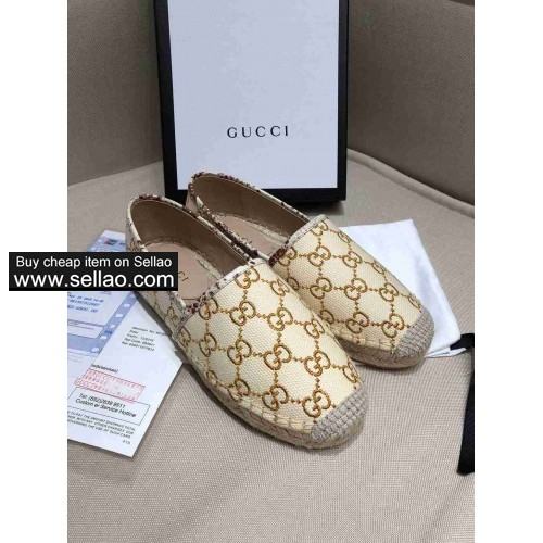 GUCCI new fisherman shoes LOGO fabric canvas women's casual shoes Size 35-40 free shipping