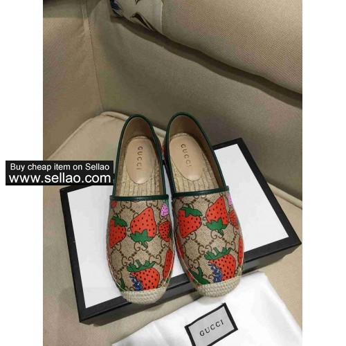 GUCCI new fisherman shoes LOGO fabric cow leather women's casual shoes Size 35-41 free shipping