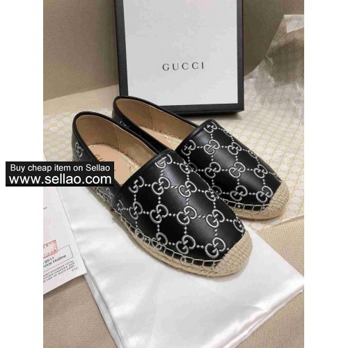 GUCCI new fisherman shoes black colors cow leather women's casual shoes Size 35-40 free shipping