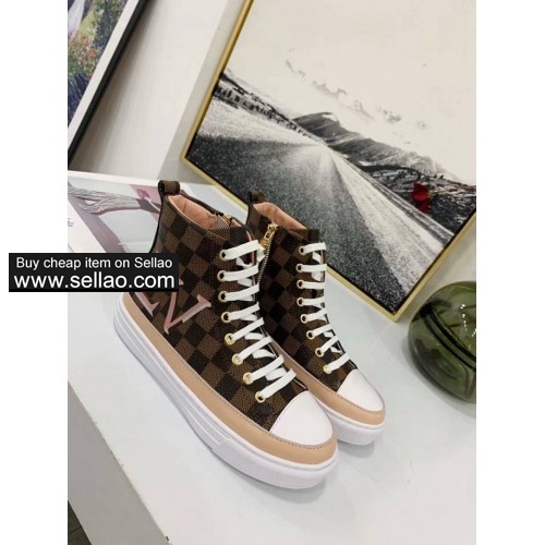 LV trend women's high-top shoes boots brown colors 34-42