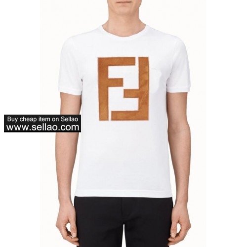 Fendi white FF letter Men Women's Short T Shirts