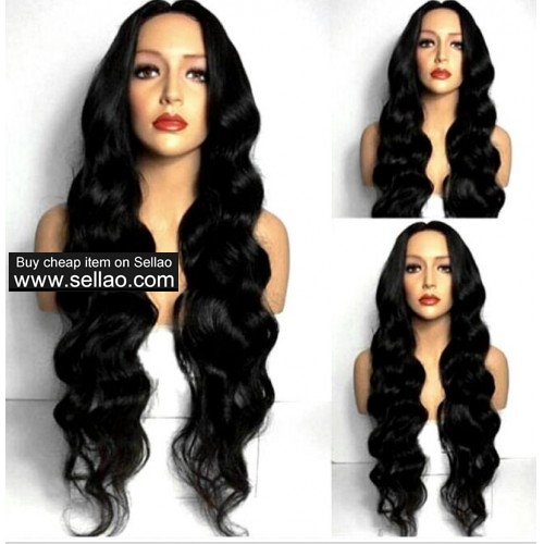 Woman's wig black long curly hair wig