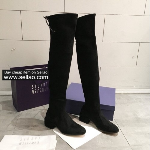 STUART WEITZMANSW classic autumn and winter stretch square head women's boots with height 4.5CM size