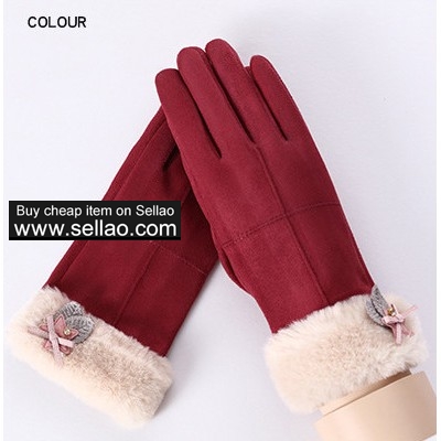 Winter Ladies Touch Screen Gloves Suede Warm Gloves 6 Colors