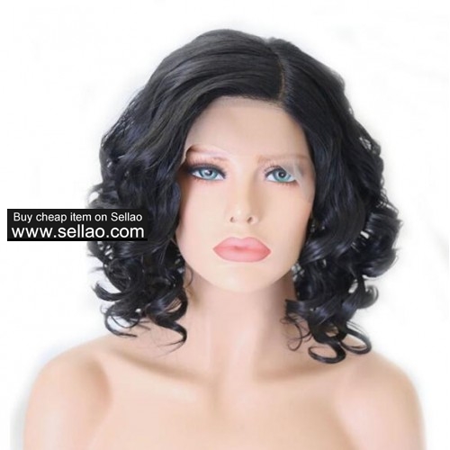 Fashion Curly Wig Woman's Black Short Hair Wig Set