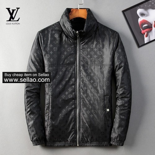 LV Winter Down Jacket Men's Double-Sided Thick Warm Cotton Clothing