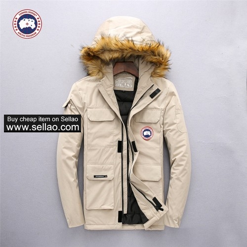 CANADA GOOSE Down Jacket Men's Winter Warm Windproof Fabric Cotton Clothing 2 Color Free Shipping