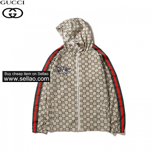 GUCCI Jacket Fashion Print Hooded Loose Version Free Shipping
