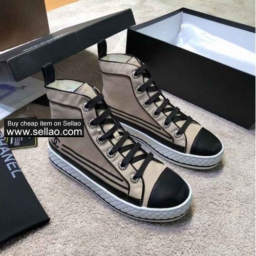 MEN'S AND WOMEN'S Chanel hot style fashion with a couple of high-top shoes SIZE 35-46