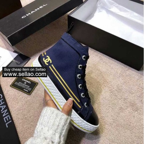 MEN'S AND WOMEN'S Chanel hot style fashion with a couple of high-top shoes SIZE 35-46