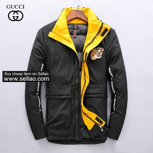GUCCI Men's Winter Cotton Padded Warm And Windproof Jacket Fashion Contrast Color Style Machine