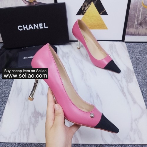 CHANEL Woman's Pink High Heel Fashion Sexy Single Shoes