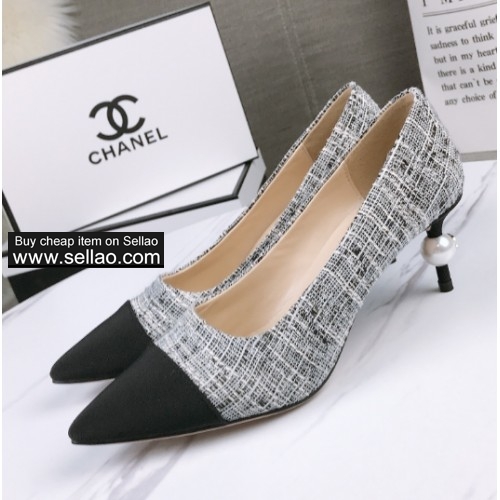 CHANEL Woman's High Heels  Genuine Leather Advanced Customization