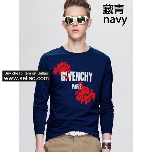 Givenchy Men's T-shirt spring long-sleeved crew neck T-shirt, bottoming shirt