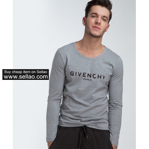 Givenchy Men's Long Sleeve T-Shirt Fashionable Simple Solid Color Spring Bottoming Shirt