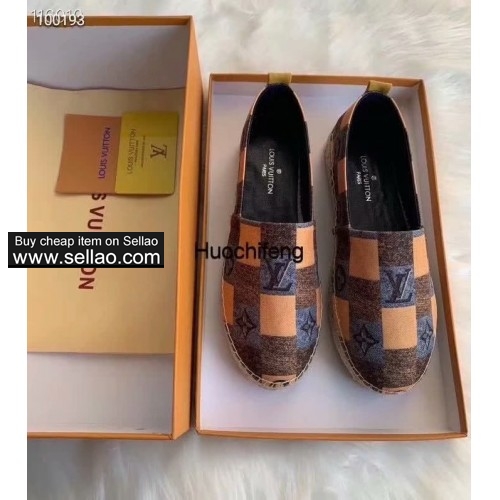 Louis Vuitton Women's Shoes Fashion Casual Shoes Stitching Printed Loafers