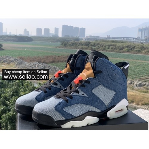 Fashion Air Jordan 6 Washed Denim Basketball Shoes On Sale Size 41-47