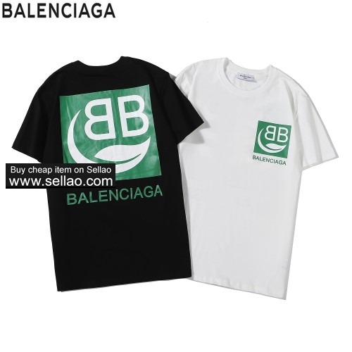 Balenciaga B green logo front and back letter printed short sleeve, men's T-shirt 2-127ioffer eBay