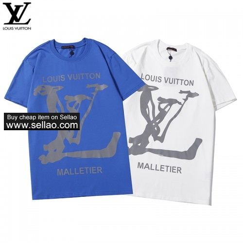 LV luminous logo round neck short sleeve , men's T-shirt 2-3  ioffer eBay best seller