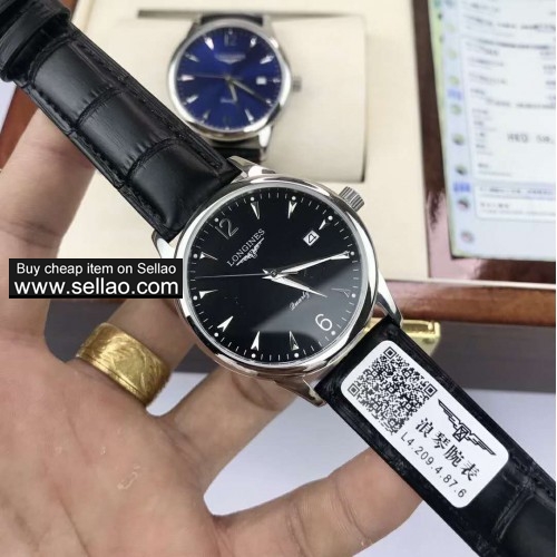 wholesale new Casual fashion Men Longine quartz watch Leather Watchband calendar watch