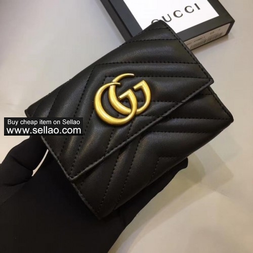 GUCCI Leather Wallet Lady Card Holder Classic Folding Zipper Pocket