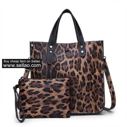 New simple shopping fashion bag leopard print wooden portable wallet large capacity shopping female