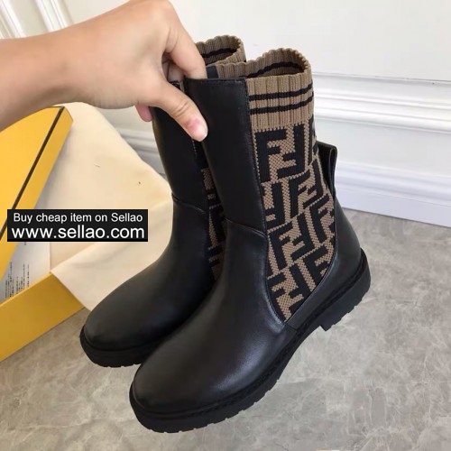 Fendi Genuine leather women boots luxurys brand designers Knight short boots fashion Female boots