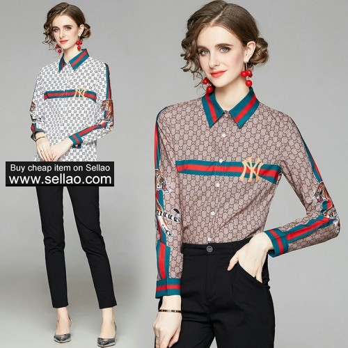 Printed Shirt Long Sleeve Womens Blouse 2021 Spring Autumn Shirt Quality Goods Lady Shirt