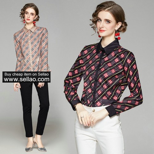 Printed Shirt Long Sleeve Womens Blouse 2021 Spring Autumn Shirt high end Lady Shirt