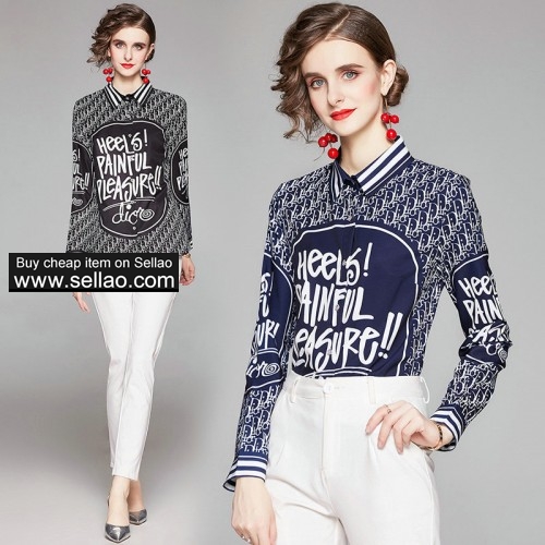 Printed Shirt Long Sleeve Womens Blouse 2021 Spring Autumn Shirt high end Lady Shirt