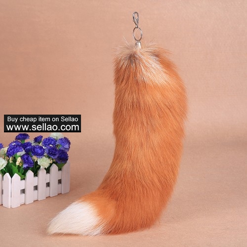 Real Fox Tail Furry Cosplay Costume Makeup Keychain Bag Charm Pendant Tassel,17 inches
