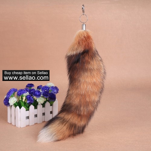 Red Fox Tails Fire Fox Tail Fox Fur Keychains Cosplay Toy Key Chain Natural Color 15"