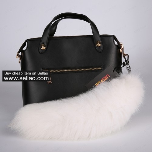 Arctic Fox Tail Tail Fur Bag Charm Pendant Gun Color 17 inch