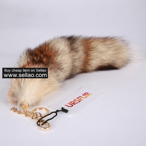 Fox Tails Fur Bag Charm Pendant Cosplay Toy Golden Color 16 inches