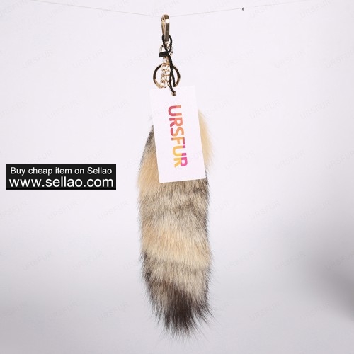 Corsac Fox Tail Fur Keychain Hook Cosplay Toy Golden Color 10 inches