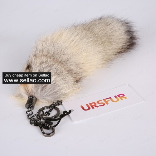 Corsac Fox Tail Fur Keychain Hook Cosplay Toy Gun Color 10 inches