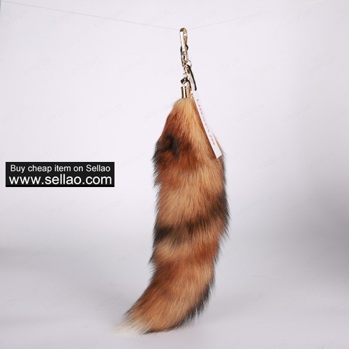 Canadian Red Fox Tail Fur Key Chain Golden Color 15 inches