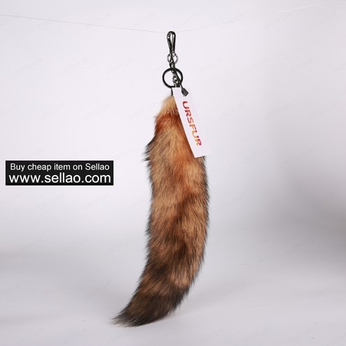 Canadian Red Fox Tail Fur Key Chain Gun Color 15 inches