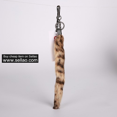 Bobcat Tail Fur Keychain Cosplay Toy Gun Color 10 inches
