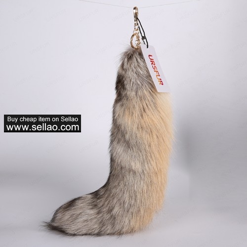 Golden Island Fox Tail Fur Cosplay Keychain Golden Color 18 inches