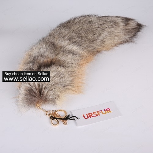 Golden Island Fox Tail Fur Cosplay Keychain Golden Color 20 inches