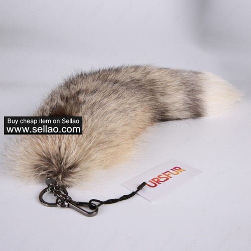 Golden Island Fox Tail Fur Cosplay Keychain Gun Color 20 inches