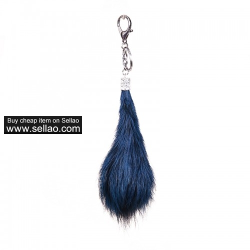 Fluffy Fox Tail Fur Tassel Keychain Ring Hook Cosplay Toy Gift Peacock