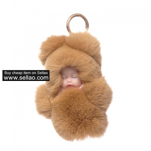 Baby Doll Purse Pendant Rabbit Fur Keychain Plush Toy Camel