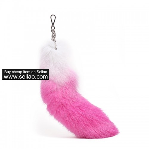 Huge Fox Tail Fur Keychain Cosplay Toy Bag Pendant Tassel Hook - Pink