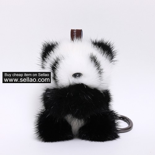 Mink Panda Key Chain Fur Pom Keychain Monster Doll Charm Pendant
