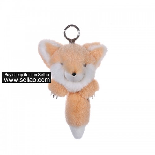 Soft Mink Fur Keychain Monster Doll Toy Car Bag Purse Pendant Orange