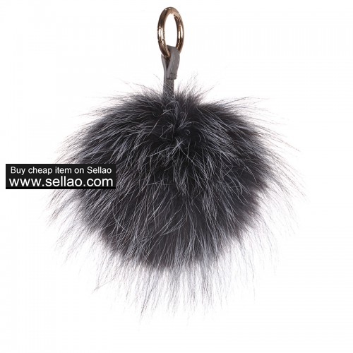 Soft Fox Pom Keychain Fur Ball Key Chain Ring Handbag Tassel Hook Raccoon